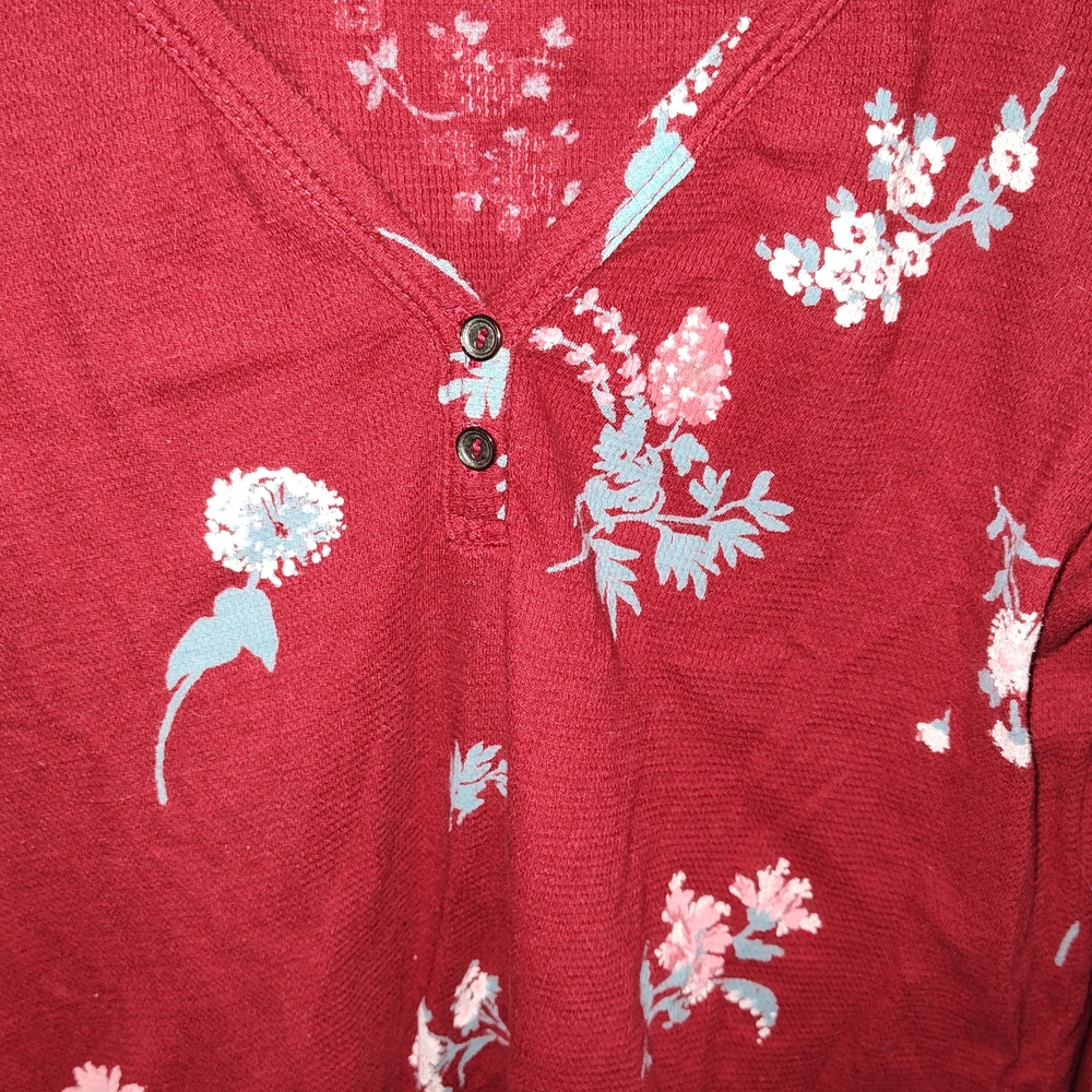 Lucky Brand Red Floral Long Sleeve Tee - Picture 3 of 5